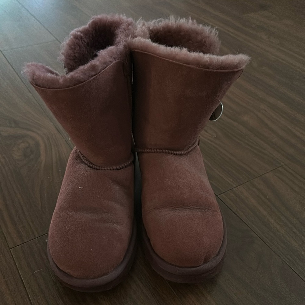 Dark Pink Ugg Slip On Boots with Bling detail Size - 7